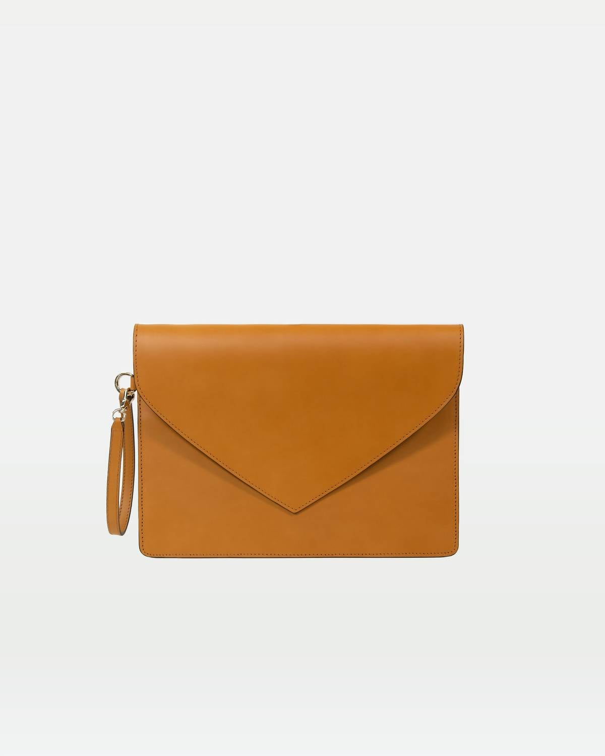 MODHER Women's Envelope Clutch Bag in camel - women's bag - detail view
