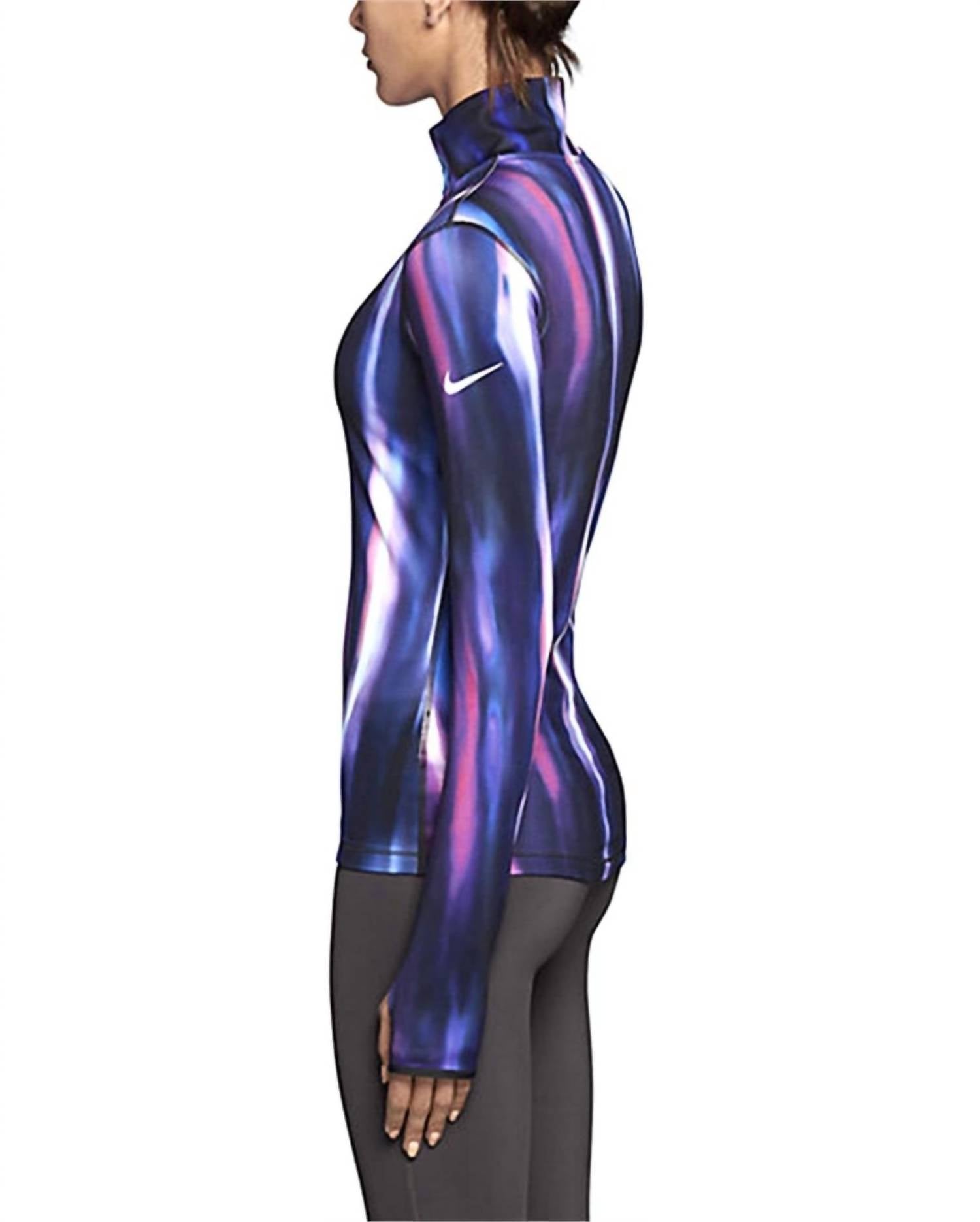 NIKE Pro Hyperwarm Aurora Half-zip Pullover in purple - women's top - alternate view