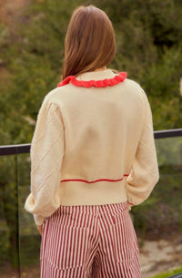 LovLov Strawberry Sailor Collar Cardigan in cream - women's cardigan - view 4
