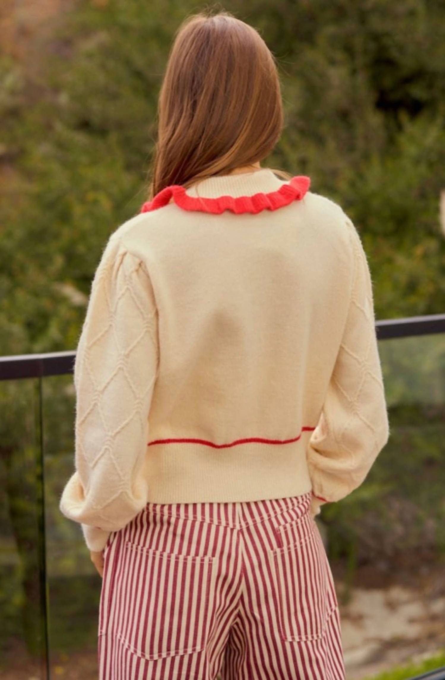 LovLov Strawberry Sailor Collar Cardigan in cream - women's cardigan - view 4