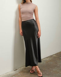 Blu Pepper - Midnight Charmeuse Slip Skirt