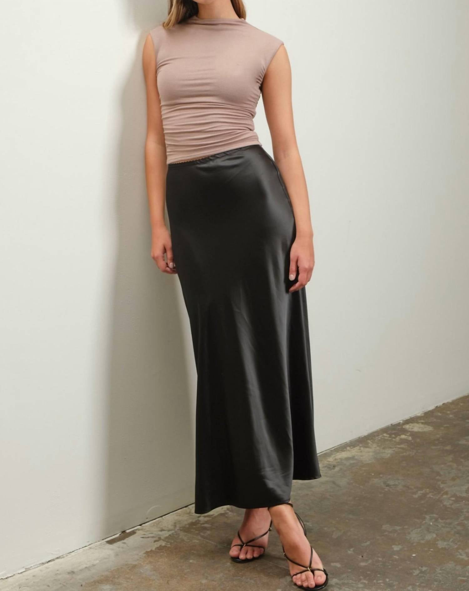 Blu Pepper - Midnight Charmeuse Slip Skirt