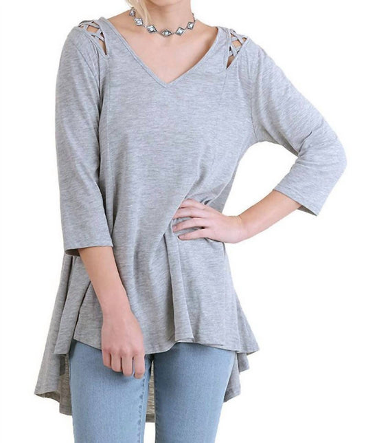 Umgee - Criss Cross Cutout Detail Tunic Top