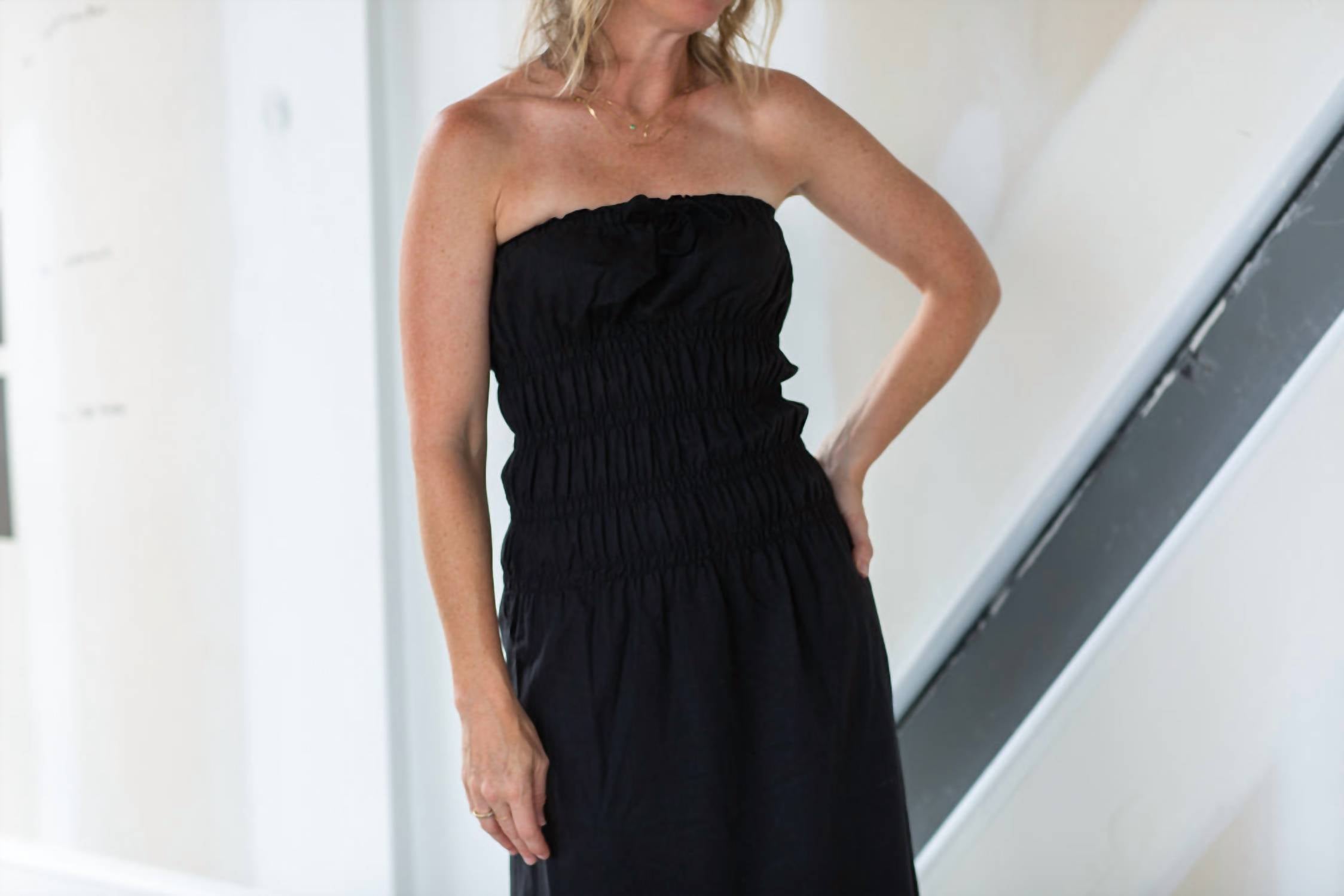onia Smocked Maxi Dress in black - women's dress - view 4