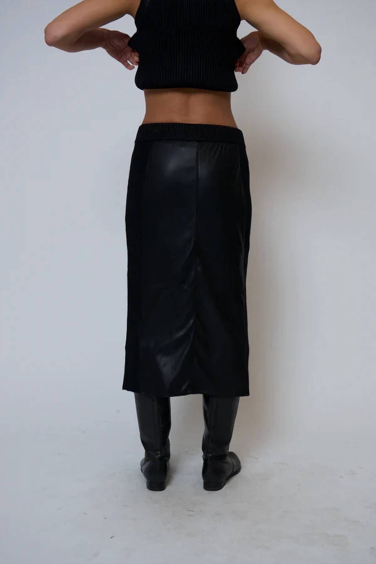 Central Park West - Milan Vegan Leather Combo Skirt