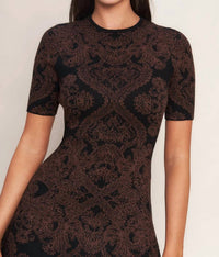 Flying Tomato - Dahlia Jacquard Sweater Knit Metallic Midi Dress