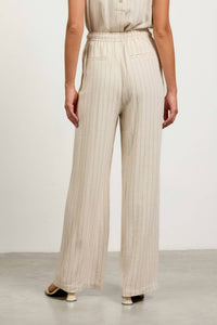 Skies Are Blue - Billie Linen Stripe Pull On Wide Leg Pants
