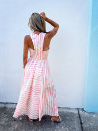 Entro - Cotton Candy Skies Striped Midi Dress