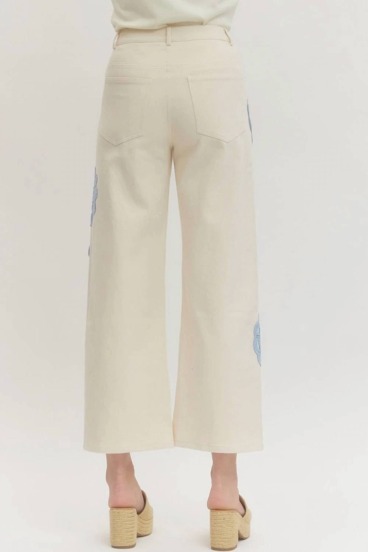 Entro - Lace Applique Wide Leg Pants