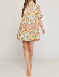 entro Mixed Floral Ruffle Dress in multi - women's dress - view 5