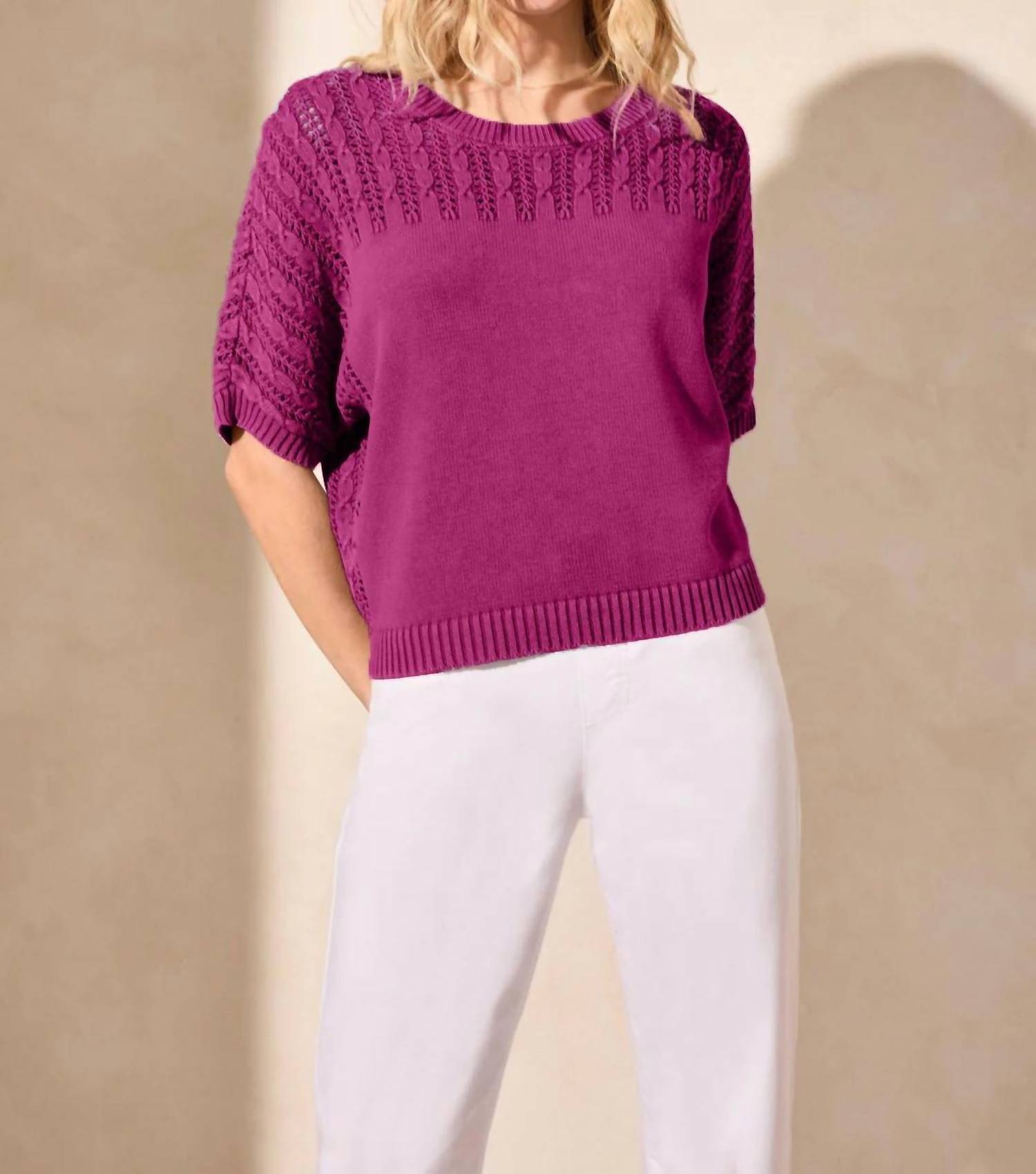 Tribal - Fancy Stitch Short Sleeve Sweater