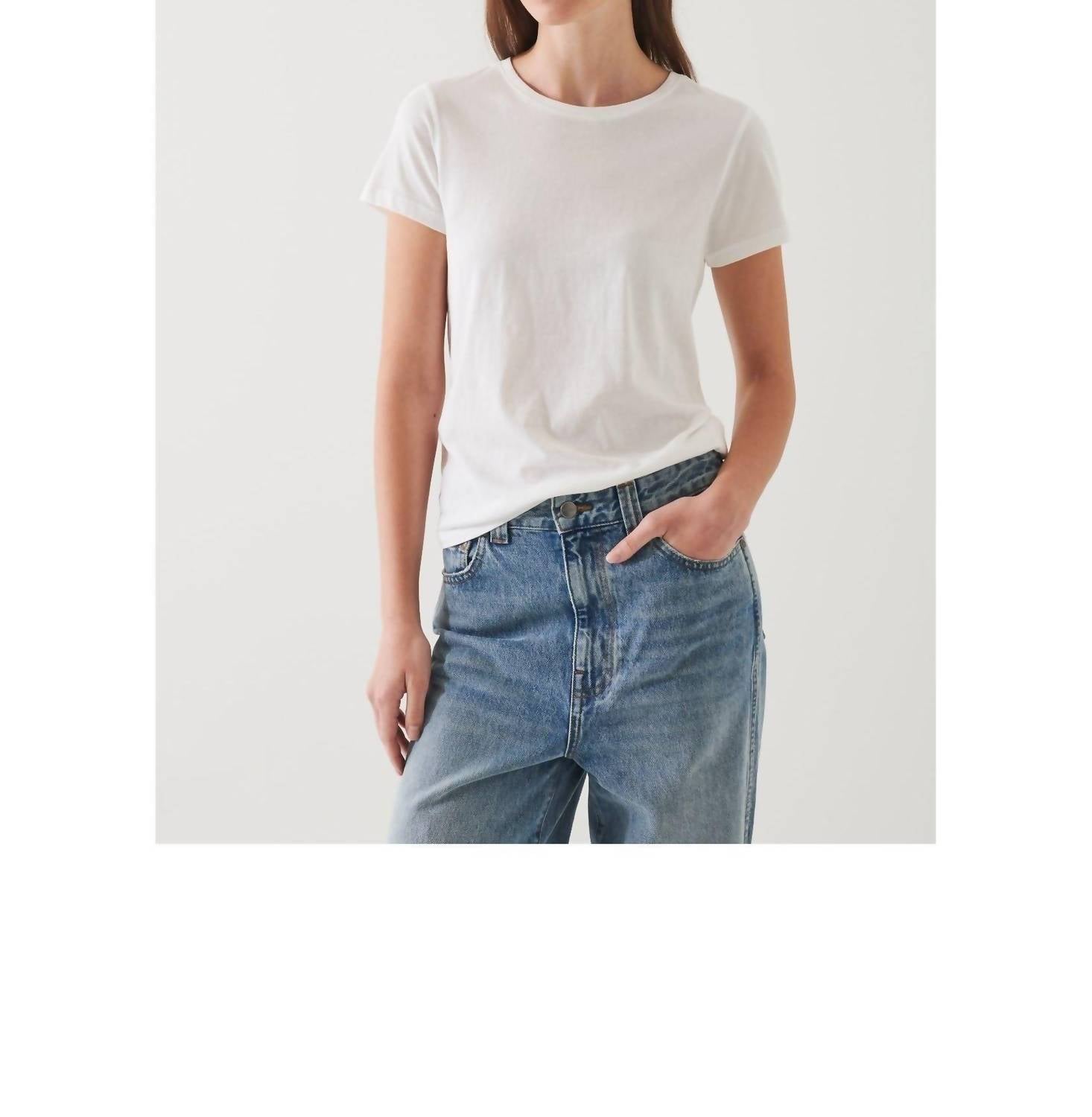 Patrick Assaraf Lightweight Pima Cotton Classic Top in white - women's t-shirt - alternate view