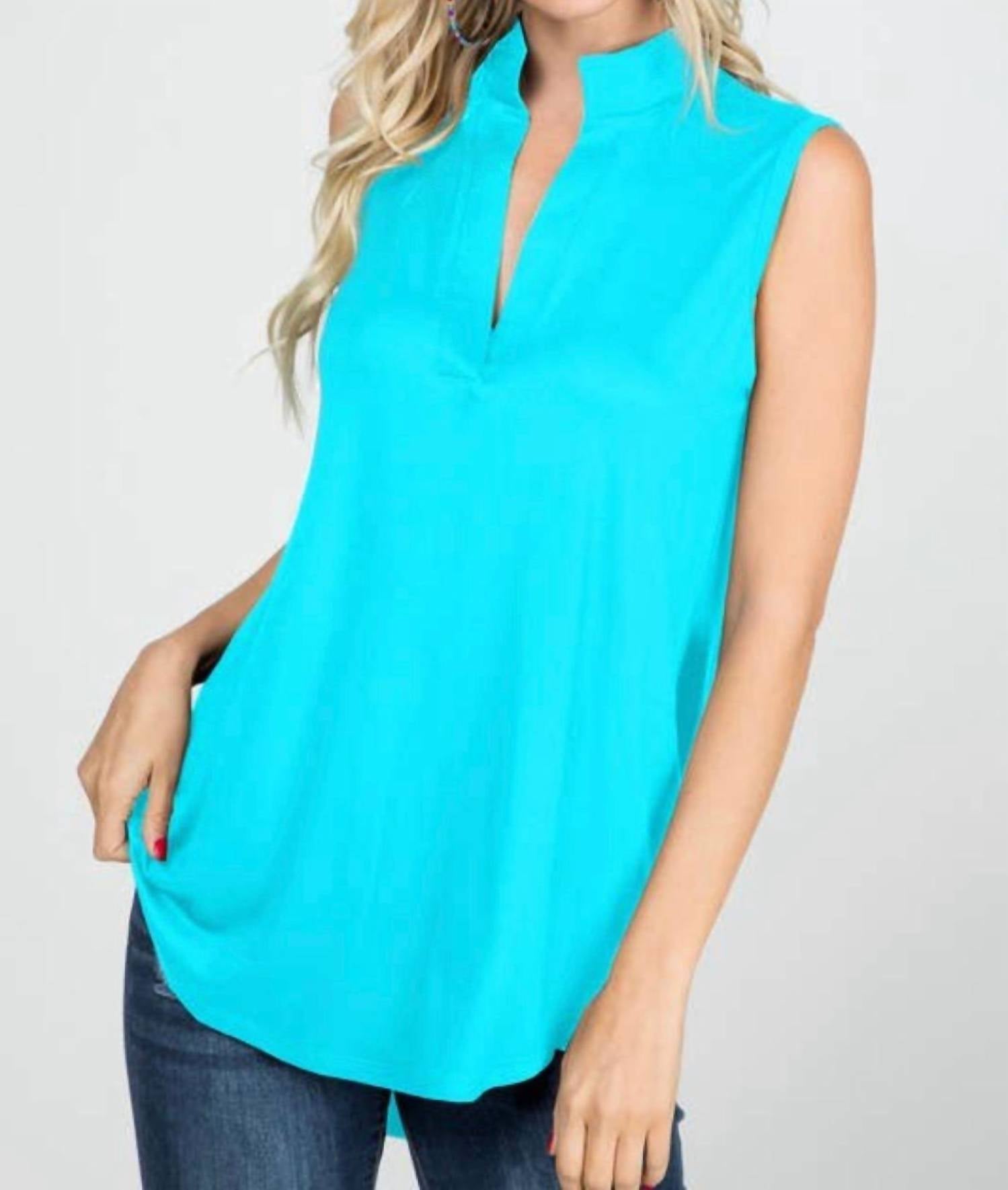 Heimish Usa - Mandarin Collar Sleeveless Top