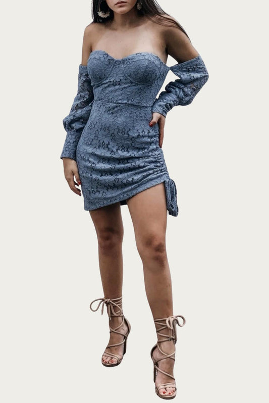 SILK-BLEND OFF-THE-SHOULDER MINI DRESS
