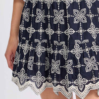 Skies Are Blue - Cotton Embroidered Ruffle Hem Skirt