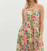 Entro - Italian Vase Print Midi Dress