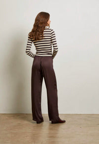 perfectwhitetee Camile Wide Leg Pants in cocoa - women's pants - detail view