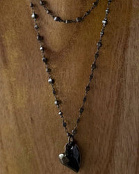 L GEORGE Women's Heart Necklace in pewter - women's jewelry - detail view