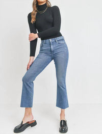 Just Black Denim - High Rise Tonal Crop Flare Jean