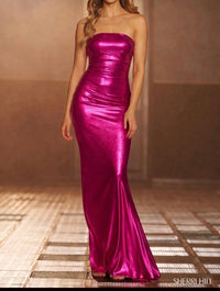 Sherri Hill Strapless Maxi Gown in fuchsia - women's dress