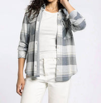 Thread & Supply Cassian Classic Collared Shirt in grey beige plaid - women's shirt