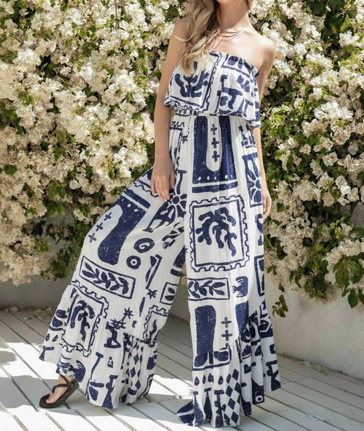 Illa Illa - Printed Strapless Jumpsuit
