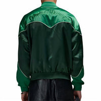 Criminal Damage Western Satin Bomber Jacket in emerald - men's jacket - alternate view