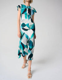 Joseph Ribkoff - Geometric Print Satin Midi Dress