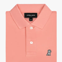 James Bark Regular Fit Polo Shirt With French Bulldog Logo in peach - men's shirt - alternate view