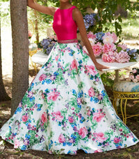 Paparazzi By Mori Lee - Two-piece Floral Printed Larissa Satin Ball Gown