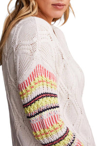 Tribal - INTARSIA LONG SLEEVE CREW NECK SWEATER