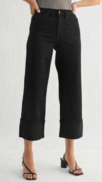 Jbd. - Mid Rise Petite Cuffed Slim Wide Jeans