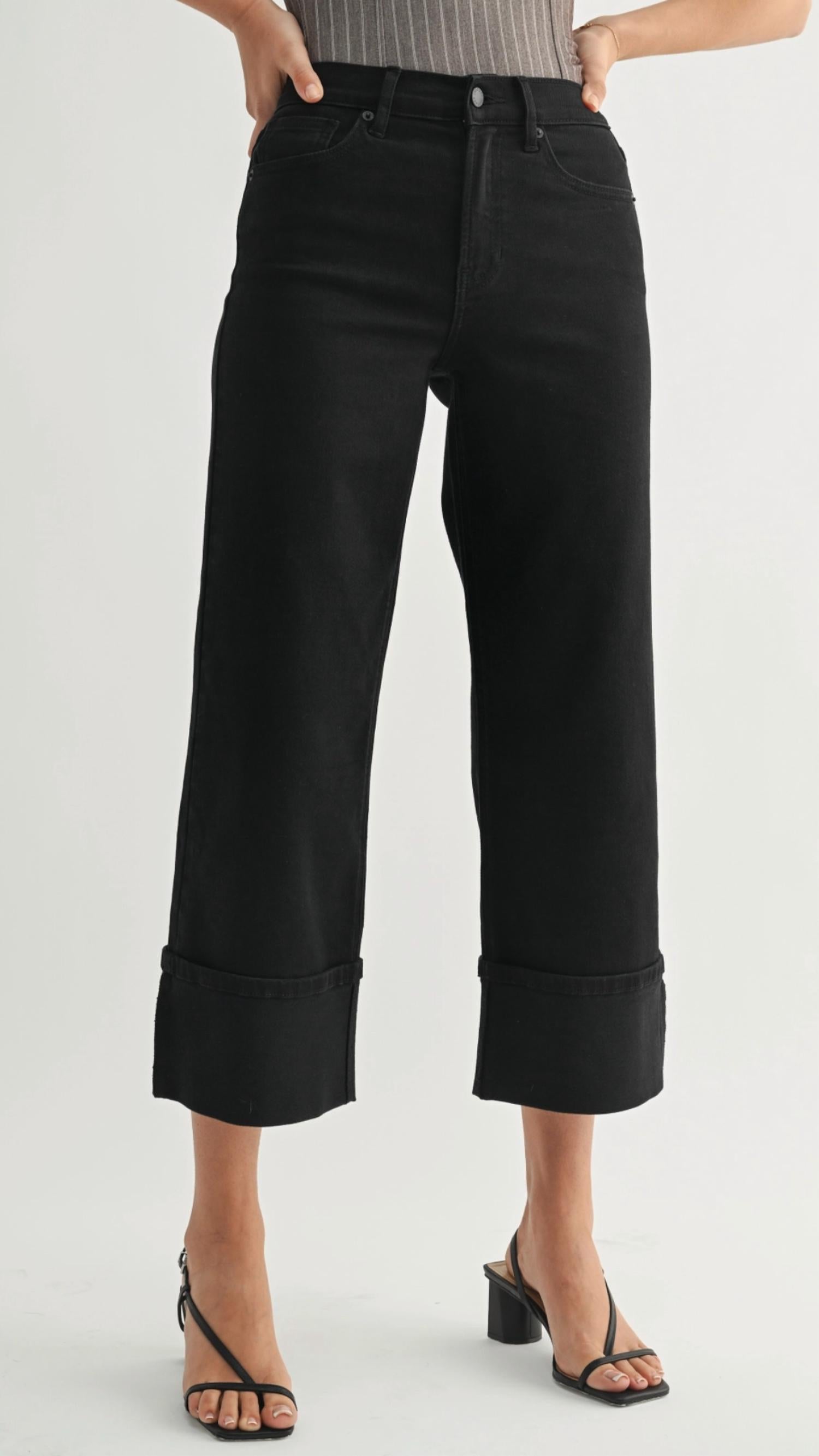 Jbd. - Mid Rise Petite Cuffed Slim Wide Jeans