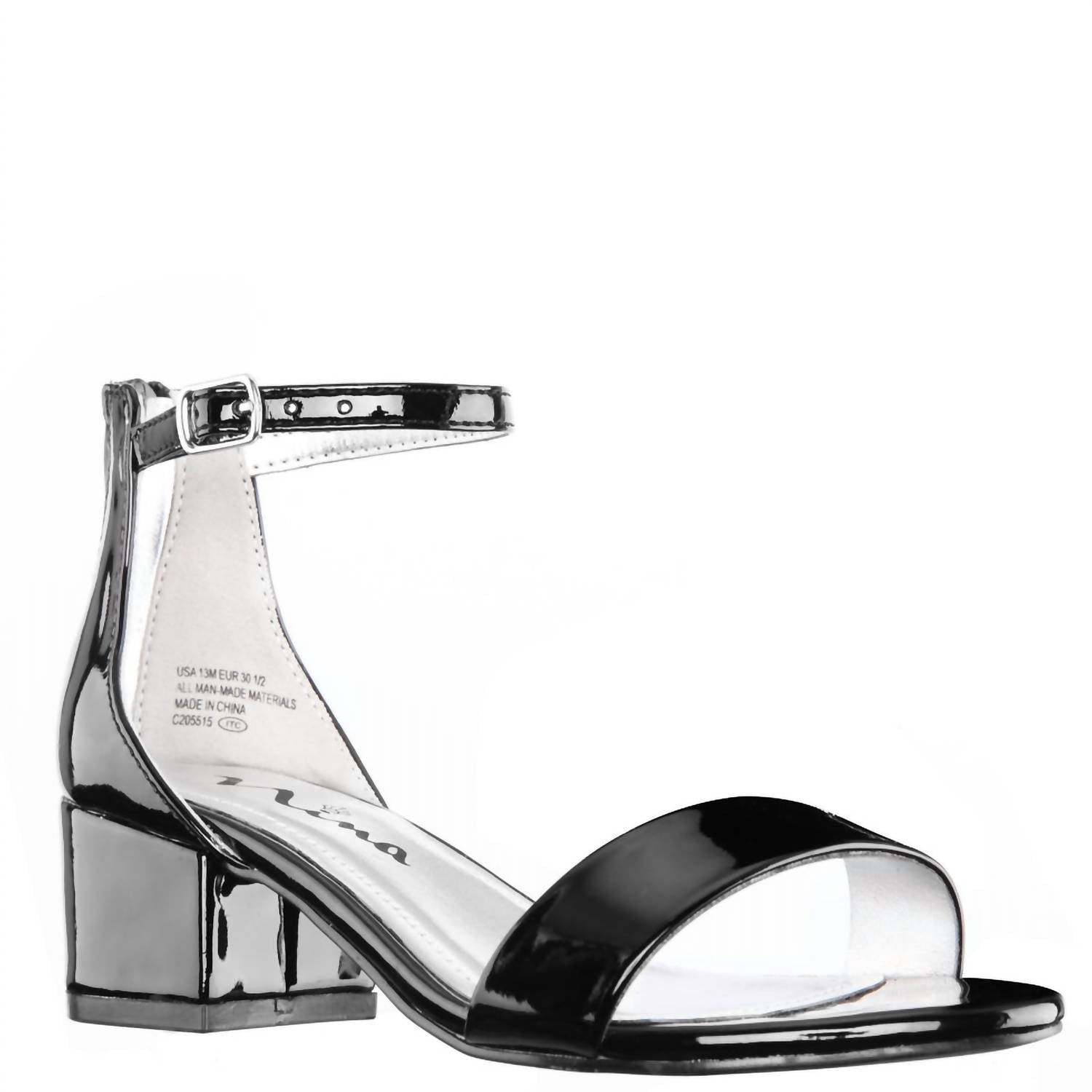 Nina Girls Hidi Ankle Strap Dress Sandals in black patent - kids' sandal
