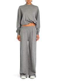 SER.O.YA Alya Knit Pleated Trousers in heather grey - women's pants