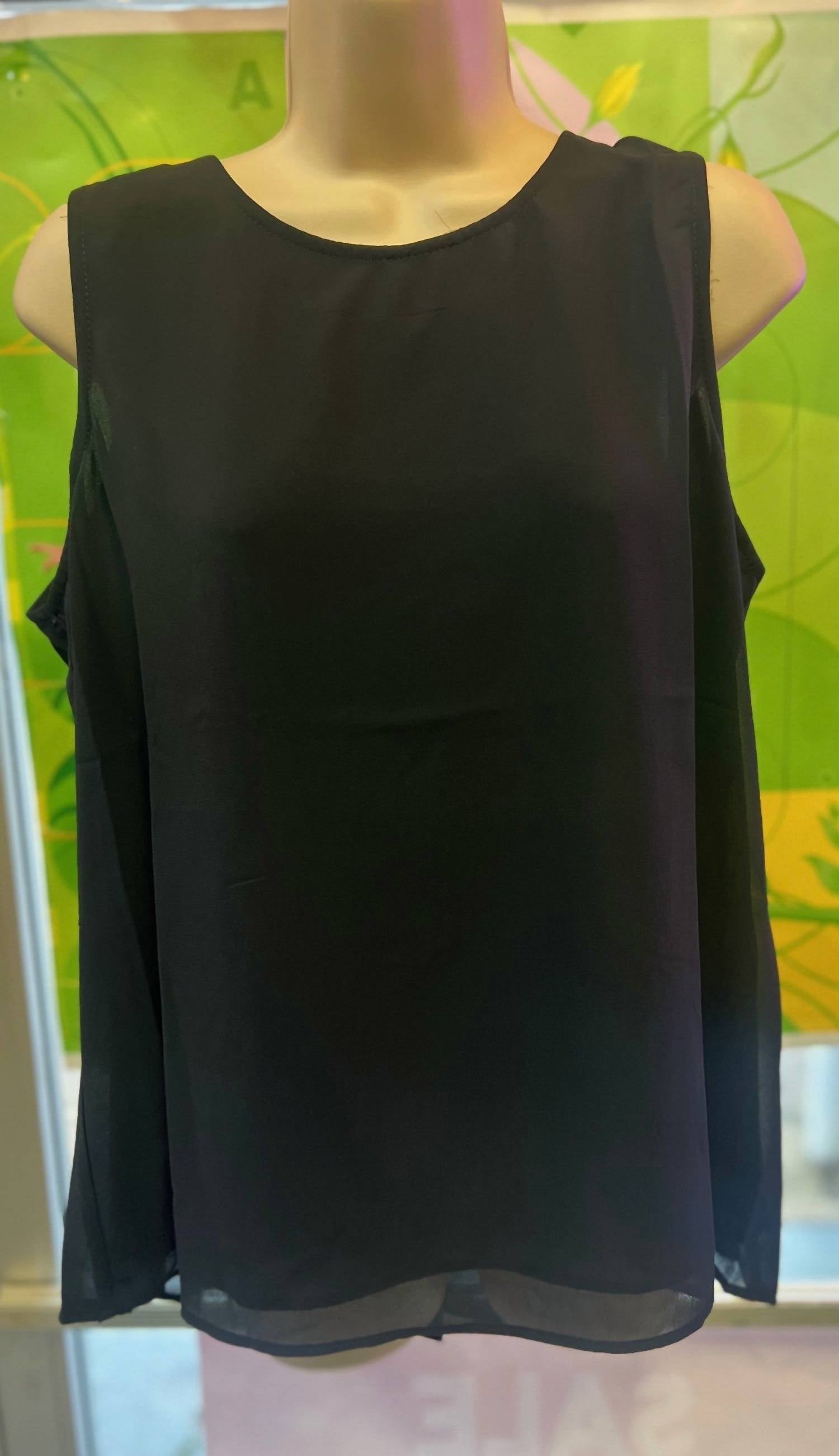 ee:some Women's Back Pleat Tank Top in black - women's tank top