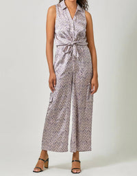 Mystree - Satin Printed Wide Leg Cargo Pants