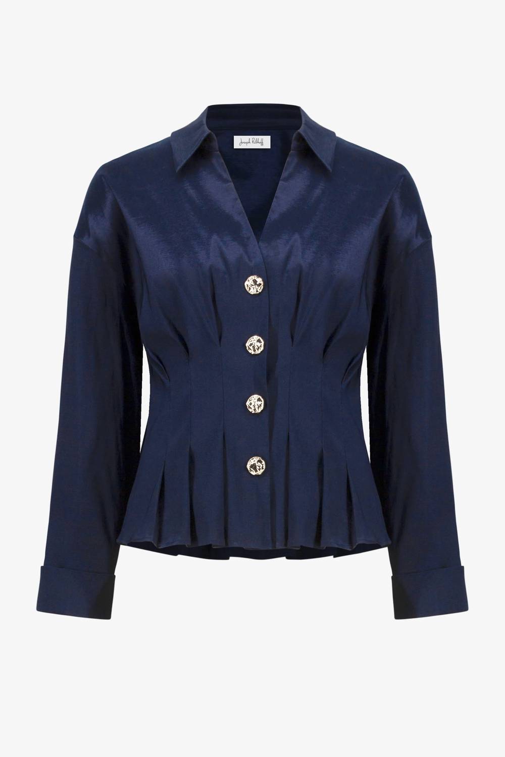 Joseph Ribkoff Stretch Taffeta Fit & Flare Blouse in midnight blue - women's blouse - view 5