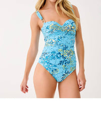 Lilly Pulitzer Solaria One Piece in bellevue blue breakers beach - women's swimwear