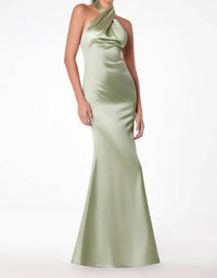 Astee - Cross Satin Maxi Prom Dress