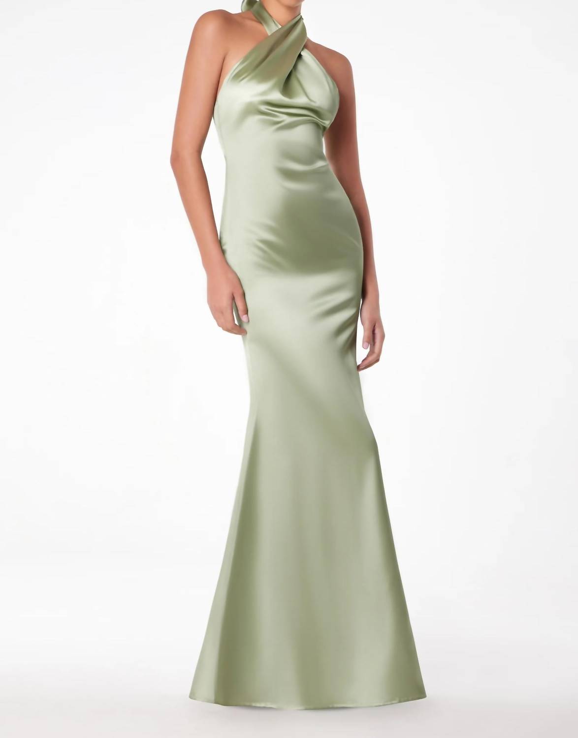Astee - Cross Satin Maxi Prom Dress