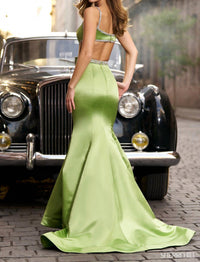 Sherri Hill Embellished Bodice Cutout Dress in chartreuse - women's dress - alternate view