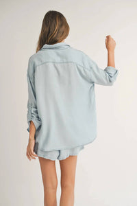 Miou Muse - Denim Button Down Top