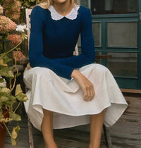 HUNTER BELL Violette Sweater in navy - women's sweater - alternate view