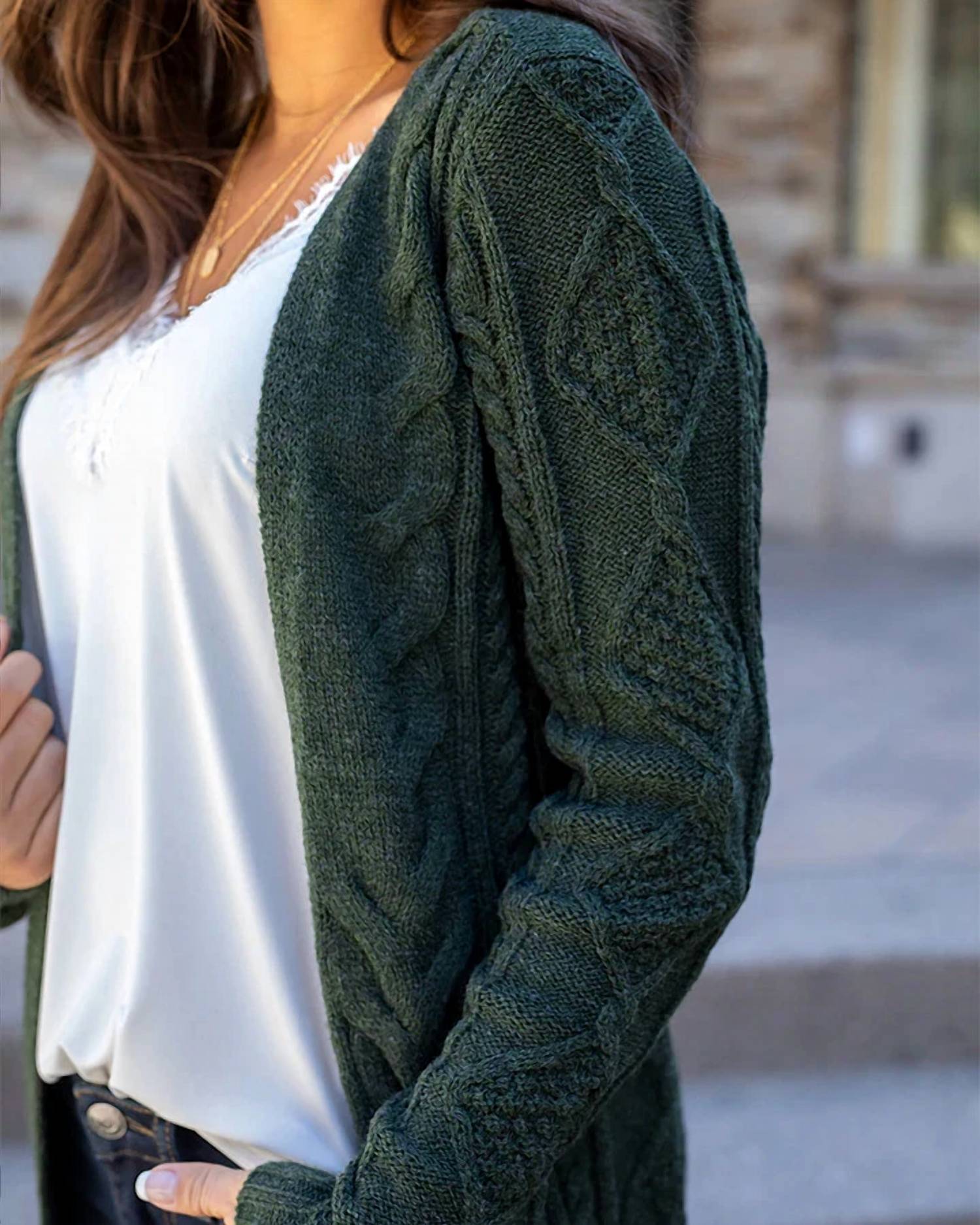 Grace And Lace - Belted Cable Cardigan