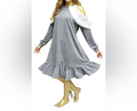 CQbyCQ Ruffle Hem Sweater Midi Dress in gray melange - women's dress