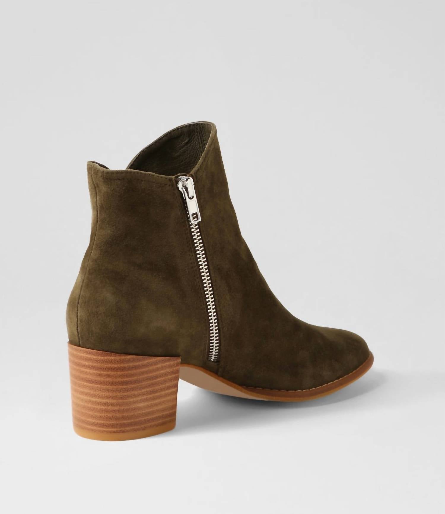 Django & Juliette Women's Mockas Ankle Boots in olive suede - women's shoe - alternate view