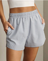 Rhone - Saltair High Rise Pull-on Performance Seersucker Shorts
