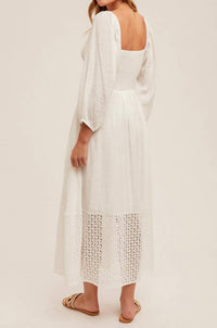 Hem & Thread - Tammy Eyelet Squareneck Midi Dress
