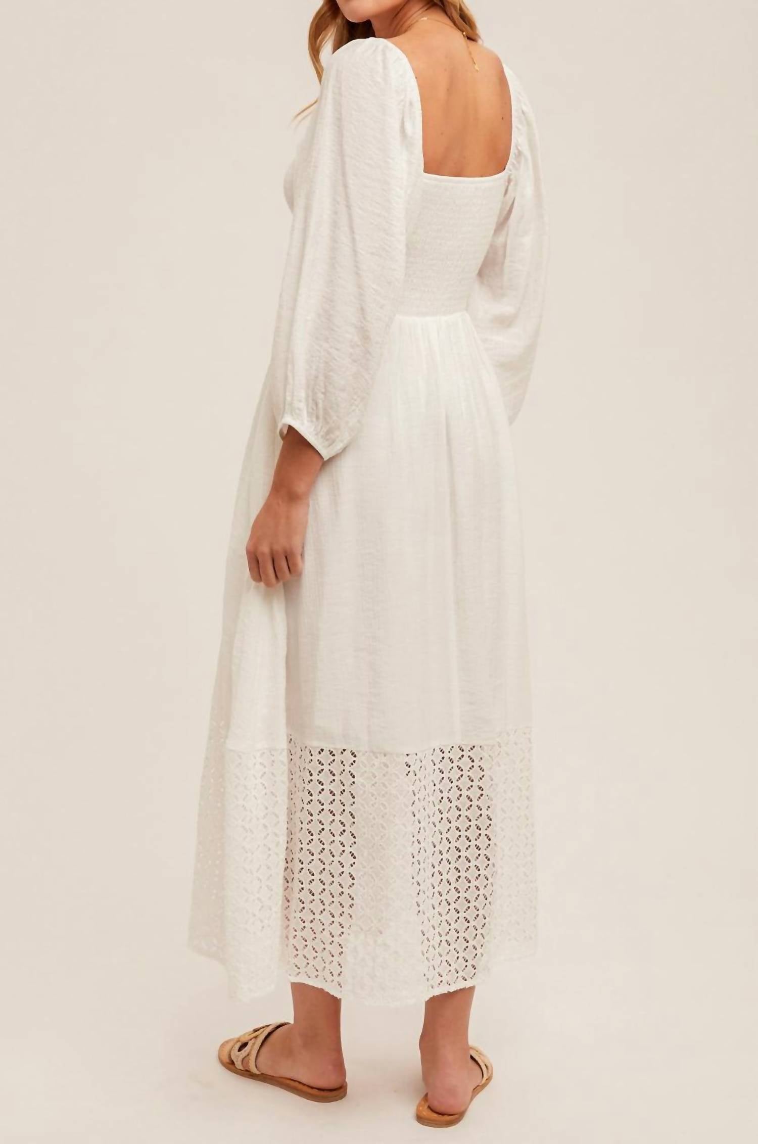 Hem & Thread - Tammy Eyelet Squareneck Midi Dress